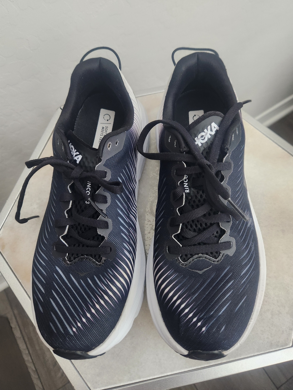 Hoka Women's Black and Grey Running Shoes - Bondi-Style Cushioning Size 7